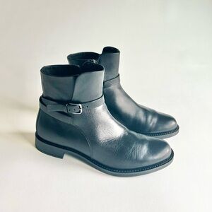 Ecco Black Genuine Leather Synthetic Outsole Buckle Ankle Boots size US 9.5